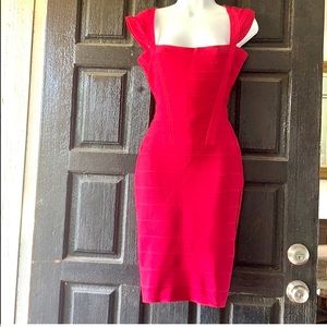 Herve Lager Deep beck pen red stretchy dress